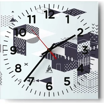 Hodiny Kuchyňské nástěnné hodiny 30x30 Abstrakce Skleněné hodiny do obýváku Moderní Tiché