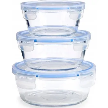 Dóza na potraviny SKLENĚNÉ 3 HERMETICKÉ NÁDOBY NA POTRAVINY sada AR