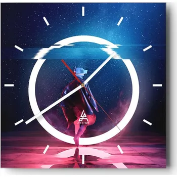 Hodiny Velké nástěnné hodiny na zeď 40x40 Kosmos Skleněné hodiny Čtvercové Tiché