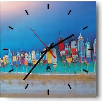 Hodiny Velké nástěnné hodiny 40x40 Krajina Skleněné hodiny Tiché