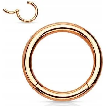 Náušnice Kroužek clicker do piercingu, růžové zlato, 1,2/8