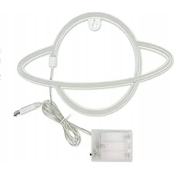 Lampička Neonová LED lampa Planeta na zeď do pokoje SATURN USB Modro-Růžová