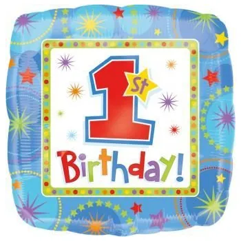 Balónek Amscan Fóliový Balónek Modrý 1. Narozeniny - 45 cm - 1 Ks