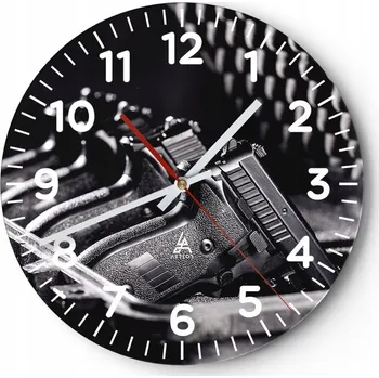 Hodiny Velké nástěnné hodiny 40x40 Militaria Skleněné hodiny Kulatý Tiché