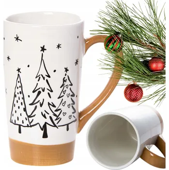 VÁNOČNÍ KERAMICKÝ HRNEK JAKO DÁREK 570 ML VÁNOCE STROMEČKY VELKÝ