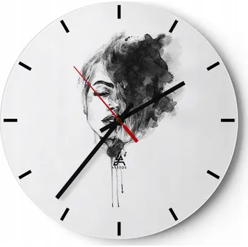 Hodiny Velké nástěnné hodiny na zeď 40x40 Žena Skleněné hodiny Kulatý Tiché