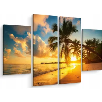 Obraz Čtyřdílný obraz pláž Slunce Palmy 3D 200x150