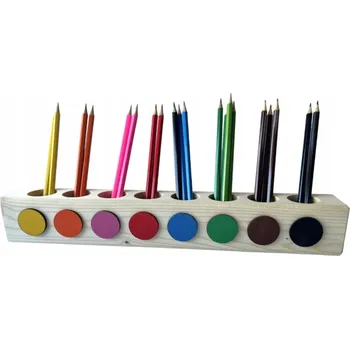 Dřevěná hračka Dřevěný třídič na pastelky ORGANIZÉR Montessori 8