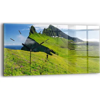 Hodiny Nástěnné hodiny Wallfluent, odstíny zelené, 60 cm