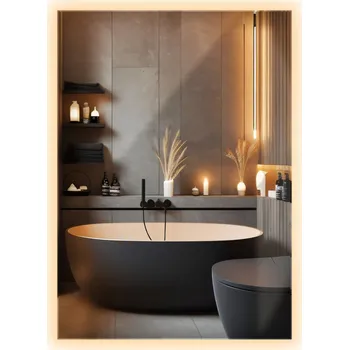 Zrcadlo Moderní LED Zrcadlo s Osvětlením na Zeď do Ložnice nebo k Toaletnímu Stolku 70x50 cm