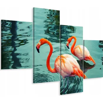 Obraz Obraz Čtyřdílný (Tetraptych) PLAMEŇÁCI nad Vodou 3D Efekt 120x75