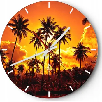 Hodiny Velké nástěnné hodiny na zeď 40x40 Palmy Skleněné hodiny Kulatý Tiché