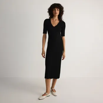 Dámské šaty Reserved - Pletené šaty s dekorativním zakončením - černý - 413AE-99X - 413AE-99X-XL-3