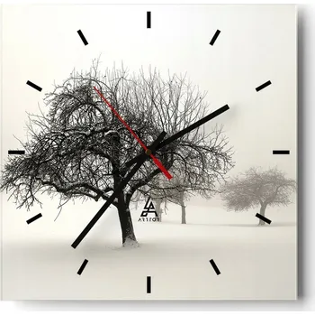 Hodiny Velké nástěnné hodiny na zeď 40x40 Grafika Skleněné hodiny Čtvercové Tiché