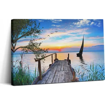 Obraz Obraz Na Plátně Premium do jídelny Ozdoba Plachetnice na jezeře 30x20