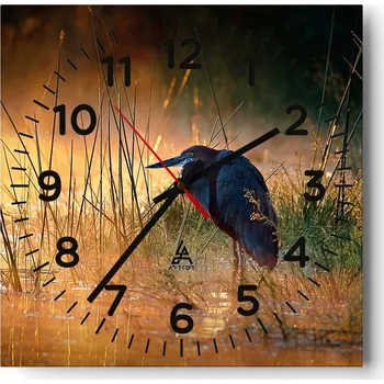 Hodiny Nástěnné hodiny do obýváku 40x40 Volavka Tiché hodiny na skle Bez hlučnosti