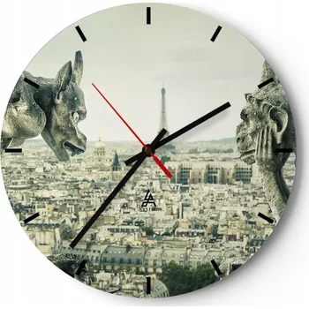 Hodiny Nástěnné hodiny do kuchyně 30x30 Město Skleněné hodiny do obýváku Loft Tiché