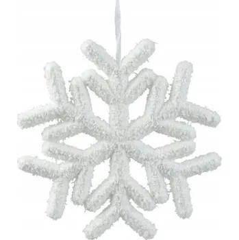 Vánoční dekorace Ozdoba na vánoční stromeček - Sněhová Vločka s bílým třpytem - 20 cm - dekorace