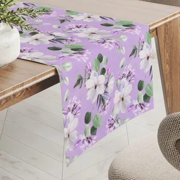 ubrus Dekorační běhoun na stůl PML-044 Květy magnolie na fialovém 20x120 cm