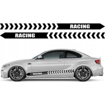 Samolepicí dekorace na vozidlo 2x NÁLEPKA Grafika na bok auta SPORTOVNÍ PRUHY ZÁVODNÍ ŠIPKY 14x175