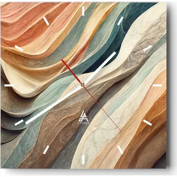 Hodiny Velké nástěnné hodiny 40x40 Textura Skleněné hodiny Čtvercové Tiché