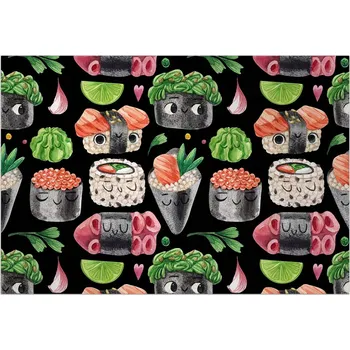 Koberec Koberec kuchyňský koberec s kresleným sushi, 90x60 cm