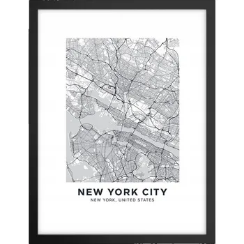 Obraz Obraz plakát v černém rámu do obýváku 30x40 New York, plakáty na zeď