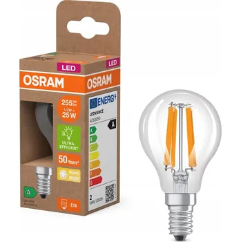 Žárovka Osram LED Classic LED E14 Hruška Filament Průhledný 1,2W 255lm - 827