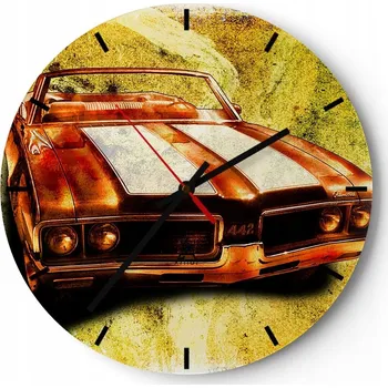 Hodiny Velké nástěnné hodiny na zeď 40x40 Motorismus Skleněné hodiny Kulatý Tiché