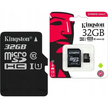 Paměťová karta Paměťová karta Kingston Canvas Select Plus MicroSDHC 32 GB Class 10 UHS-I/U1 A1 V10