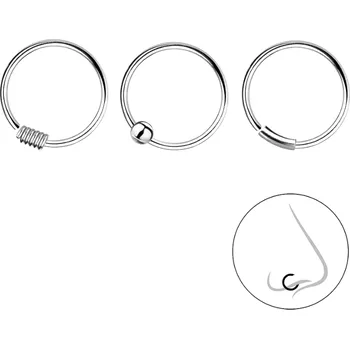 Piercing Stříbrný set piercingů III - 3 ks Ag 925/1000