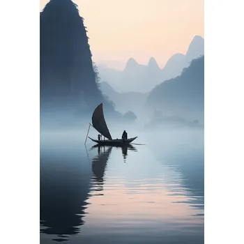 Plakát Plakát Osamělá plavba po řece bez rámu 61 x 90,5 cm