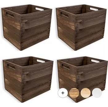 Úložný box 4x Krabice z hnědého dřeva krabička se hodí do regálu police Kallax