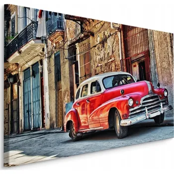 Obraz Obraz do obýváku retro auto budovy 3D 70x50