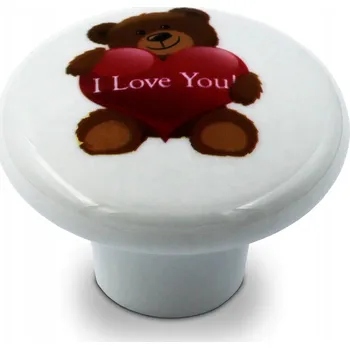 Nábytkové kování Nábytková úchytka knopka vícebarevná bílá lesklá 4 x 4 x 2,6 cm