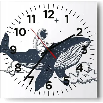 Hodiny Kuchyňské nástěnné hodiny 30x30 Velryba Skleněné hodiny do obýváku Moderní Tiché