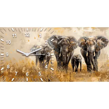 Hodiny Nástěnné hodiny velké moderní skleněné Velká rodina 60x30 cm