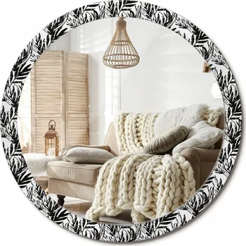 Zrcadlo Loftové závěsné zrcadlo s ozdobným skleněným rámem Monstera XXL průměr 100 cm