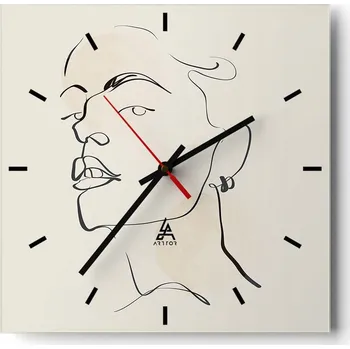 Hodiny Velké nástěnné hodiny na zeď 40x40 Žena Skleněné hodiny Čtvercové Tiché