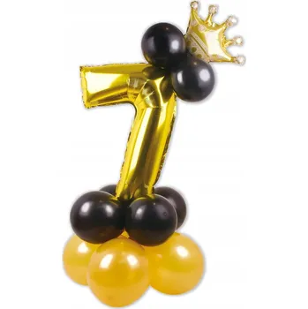 Balónek SADA ZLATÝCH BALÓNKŮ, BALÓNEK ČÍSLICE S KORUNKOU 7