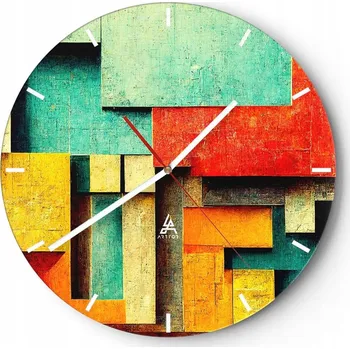 Hodiny Velké nástěnné hodiny 40x40 3D Skleněné hodiny Kulatý Tiché