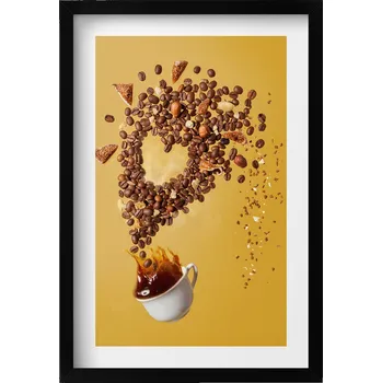 Obraz Nástěnný obraz do obýváku, kuchyně - Šálek kávy a zrnka, abstrakce 40x60 cm