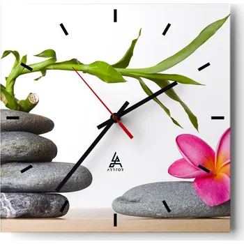 Hodiny Velké nástěnné hodiny na zeď 40x40 Květinové skleněné hodiny Čtvercové Tiché