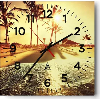 Hodiny Nástěnné hodiny do obýváku 40x40 Krajina Bezhluczne Skleněné hodiny Tiché