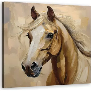 Obraz OBRAZ NA ZEĎ DO OBÝVÁKU MALOVANÁ ZVÍŘATA KŮŇ 60x60