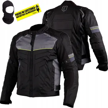 Moto bunda Pánská textilní motocyklová bunda HUSAR HORNET, černo-šedá, fluorescenční