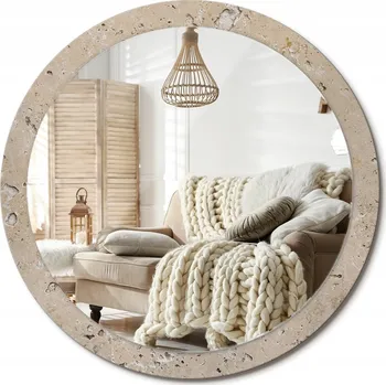 Zrcadlo Zrcadlo nástěnné s ozdobným skleněným rámem Imitace kamene průměr 100 cm