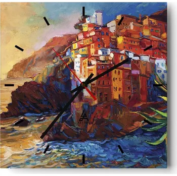 Hodiny Velké nástěnné hodiny 40x40 Krajina Skleněné hodiny Tiché