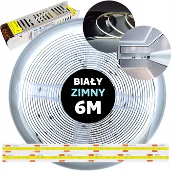 Taśma LED COB se zdrojem, studená bílá 12V, 6M