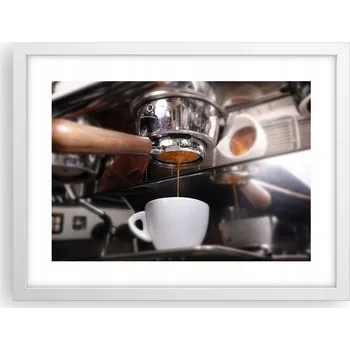 Obraz Obraz plakát v bílém rámu do obýváku 40x30 káva foto plakáty na zeď